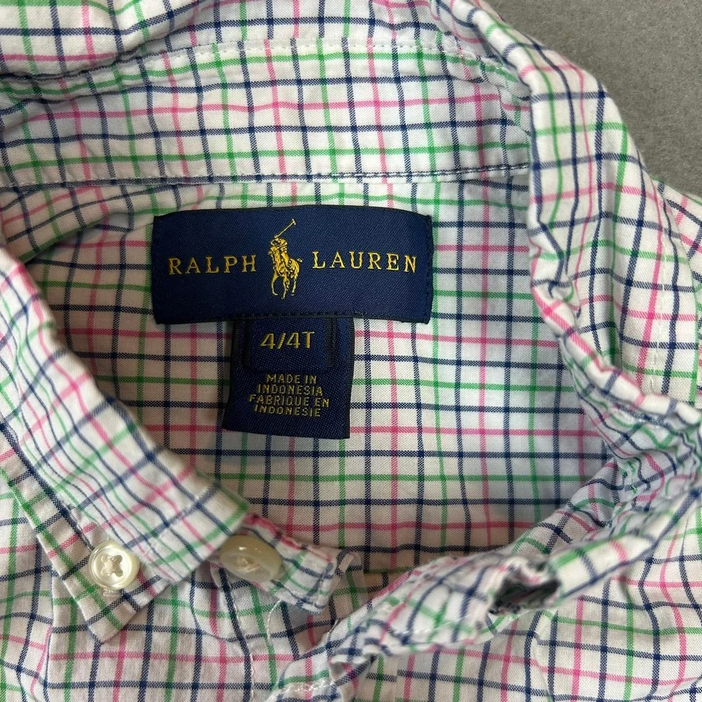 Ralph Lauren Shirts Lot Plaid Button Down & Polo Boys Size 4T Green Multi Color